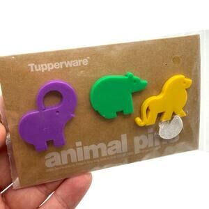 NEW NIB vintage 90s Tupperware animal pins brooch elephant lion bear